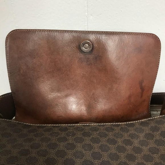 Céline Vintage Leather Trim Printed Shoulder Bag